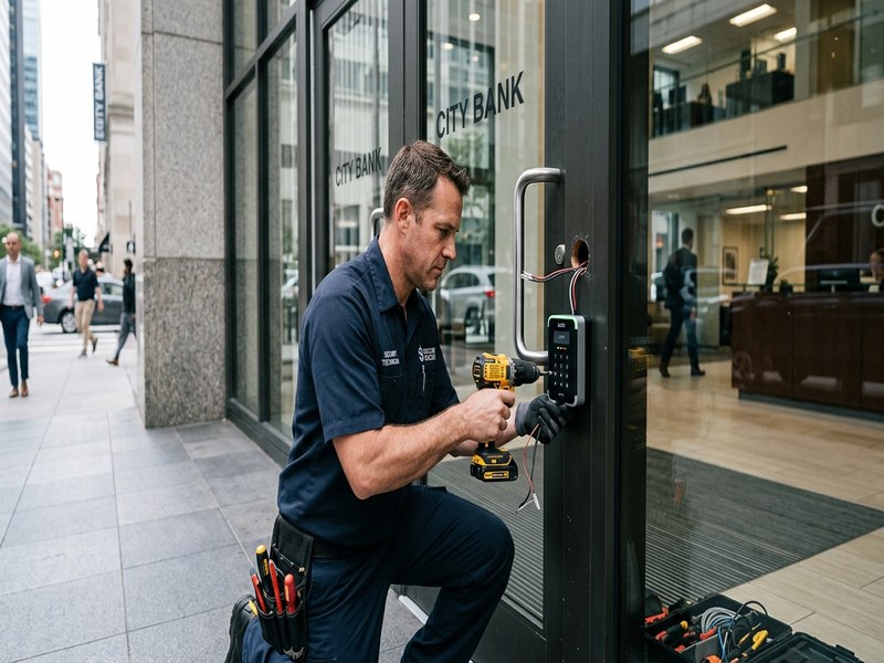Smart lock installation — proper alignment and programming required
